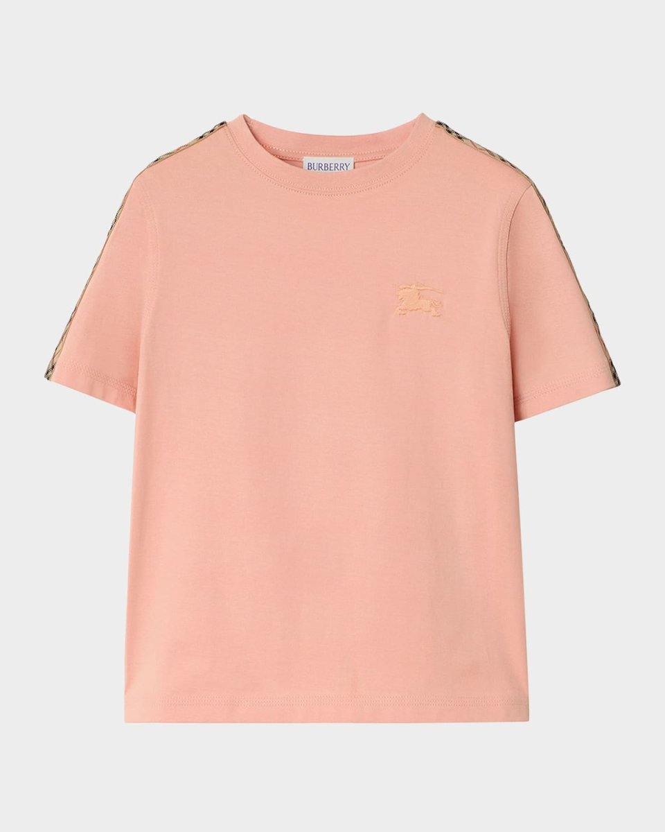 Girl's Cedar Check Tape Short-Sleeve T-Shirt, Size 4-14